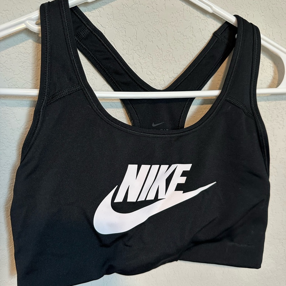 Nike Black and White Logo Sports Bra - Women's Racerback Support